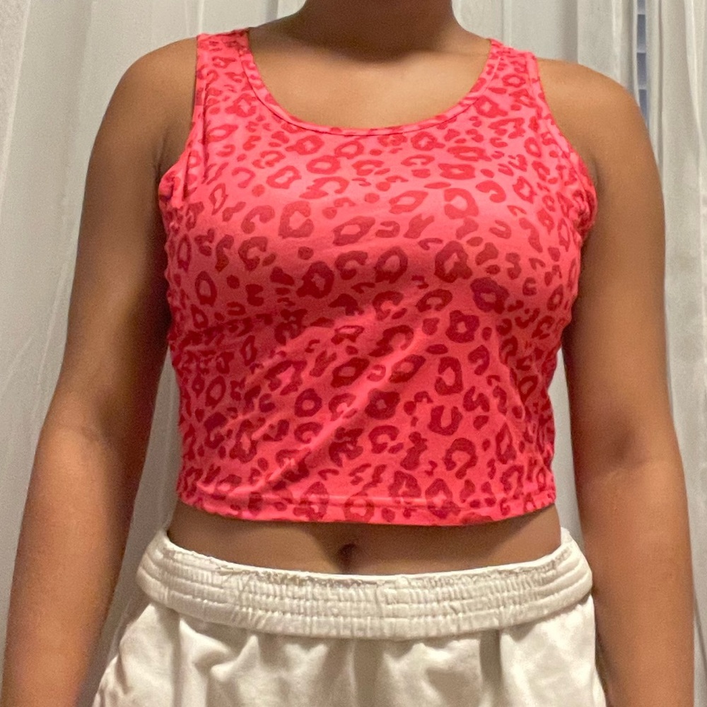 Hot Pink Leopard Cheetah Print Crop Top - Size S